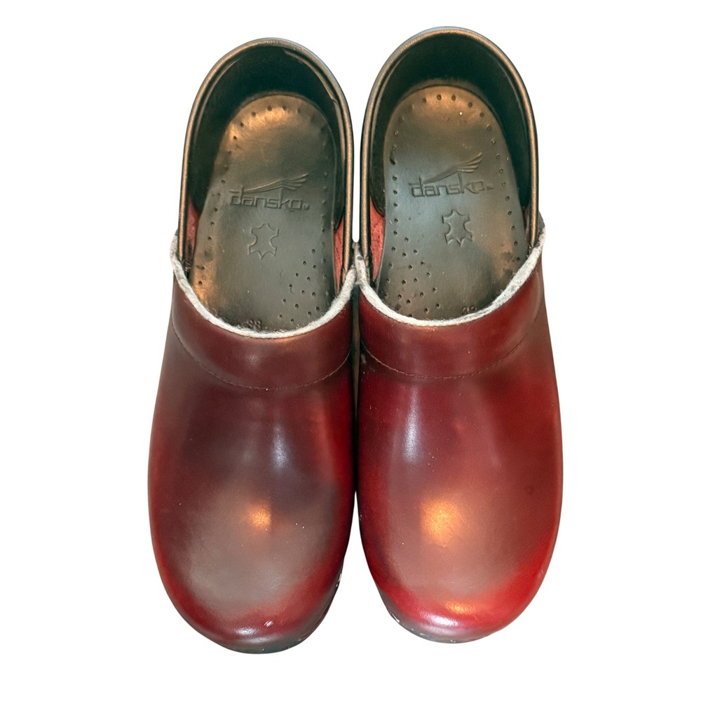 Dansko Professional Clogs EU 38 Burgundy Oxblood Leather Comfort Nursing Shoes